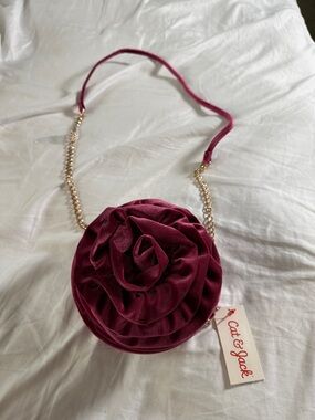 Cat & Jack Pink Velvet Rose Crossbody Bag